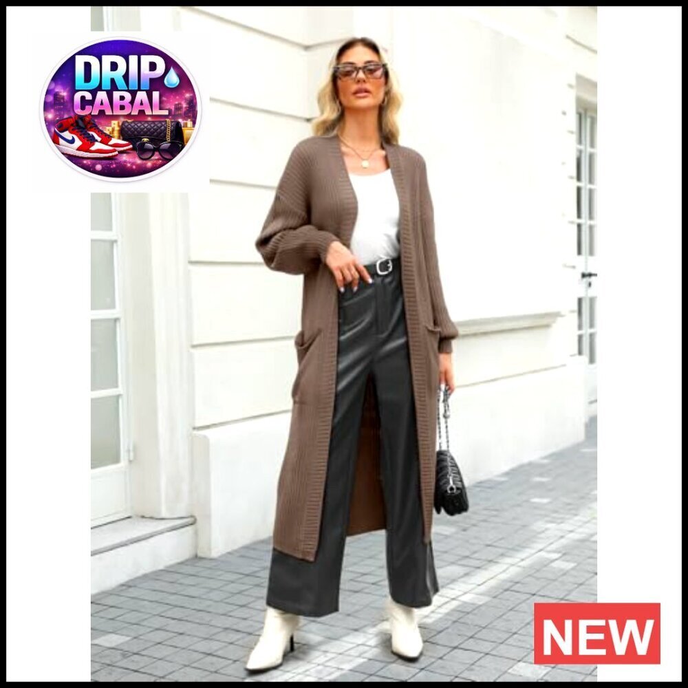 Oversized Long Cardigan Duster Sweater Coatigan Open Front with Pockets